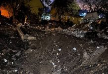 Whilst Trump talks of ending the war, Russia has launched a ballistic missile strike on Kyiv A crater left by a ballistic strike in Kyiv