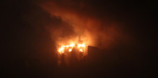 The historic Kelsteinhaus building in Germany was engulfed in fierce flames during a night-time fire