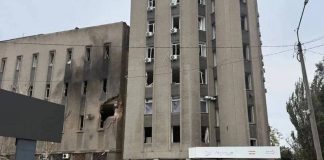 The Ukrainian Armed Forces have struck a Russian communications hub and drone workshop near Melitopol — General Staff A damaged multi-storey building with smashed windows, signs of fire and a section of the façade in ruins.