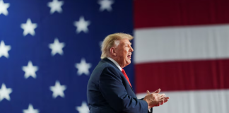 Trump criticised Norway following the awarding of the Nobel Prize to Navi Pillay Donald Trump speaks against the backdrop of the US flag