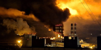 Drones struck a large oil terminal in St Petersburg Fire at the St Petersburg oil terminal