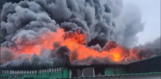 A major fire at an industrial plant in Manevychi