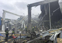 Russia attacked the METRO hypermarket in Rivne with a jet-powered drone The damaged roof of the METRO hypermarket in Rivne following a Russian drone attack on 21 October 2026.