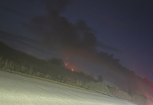 Thick black smoke following an attack on the «Gazprom Neftekhim Salavat» oil refinery complex in Bashkortostan on 8 October 2026.