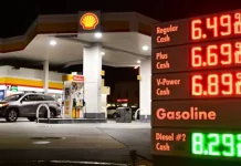 Автозаправна станція Shell у США в нічний час
