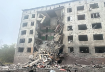 A destroyed high-rise block in Sloviansk following a Russian air strike on 11 October 2026