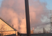 Thick smoke over the industrial area of Sterlitamak in Russia