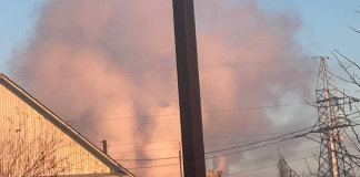 Thick smoke over the industrial area of Sterlitamak in Russia