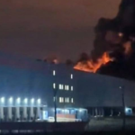 A large warehouse is on fire in Omsk, Russia: reports suggest an attack on Ozon
