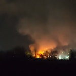 A major fire has broken out at a warehouse in Vyborg