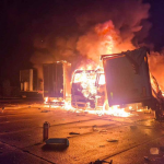 Trucks were burnt out following a drone attack in the Rivne region: one man was killed