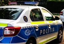 Біля Плауру в Румунії впав російський дрон Румунський поліцейський автомобіль