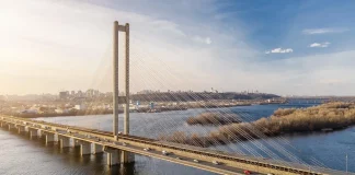 Південний міст у Києві знову відкривають: кому дозволено проїзд Панорамний вигляд Південного вантового мосту через Дніпро в Києві