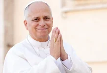 Pope Leo XIV in white robes
