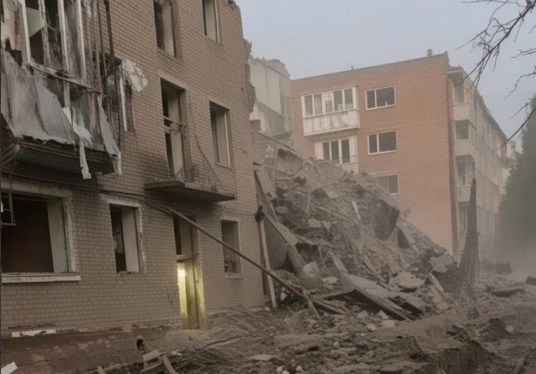 photo_22 September 2026_21 May 21 The destroyed entrance hall of a five-storey block of flats following a missile strike on Pryluky