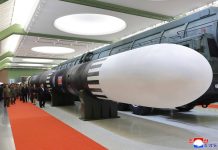 The Hwasong-20 intercontinental ballistic missile on display at the museum