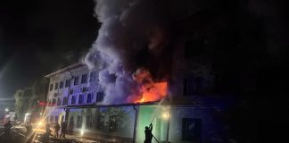 Пожежа в залізничній будівлі після російської атаки на об'єкти Укрзалізниці 14 жовтня 2026 року