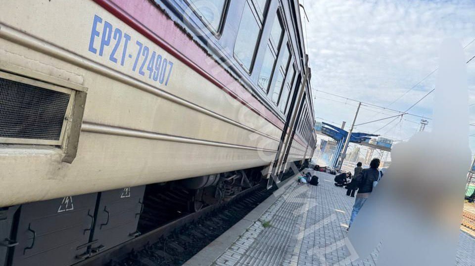 photo_29 October 2026_11:40:35 A passenger electric train near the platform at Dnipro railway station, where a Russian drone attack was reported on 29 October 2026.