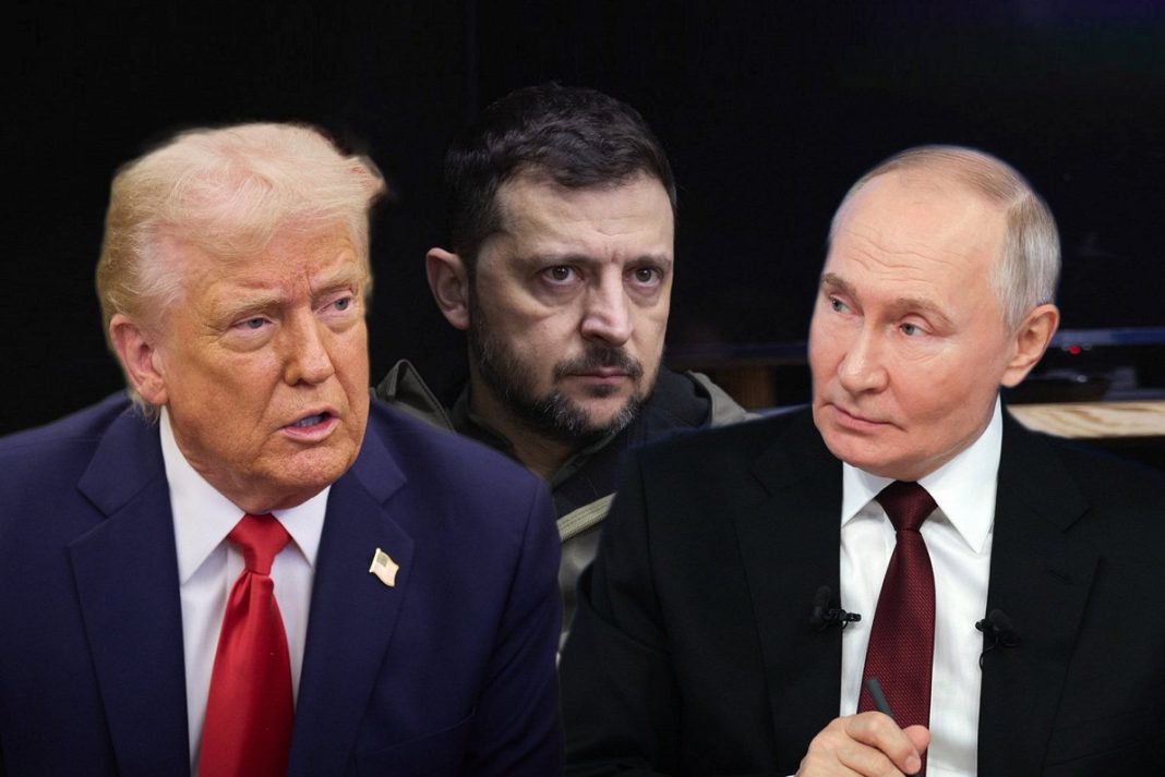 Дональд Трамп, Володимир Зеленський і Володимир Путін — колаж до новини про домовленість США та Росії щодо постачання дизельного палива й реакцію України.
