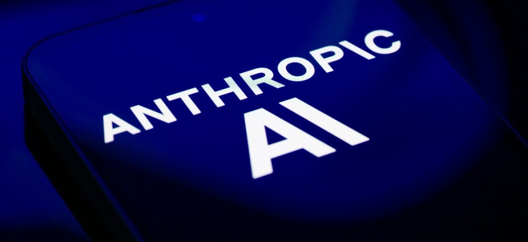 ‘Anthropic AI’ inscription The words ‘Anthropic AI’ on the screen