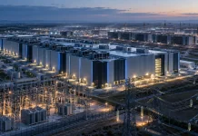«Примарні» дата-центри ШІ: чому 65% заявлених потужностей можуть не збудувати Великі дата-центри штучного інтелекту із серверними комплексами та електричними підстанціями — ілюстрація глобального зростання потреб ШІ в електроенергії