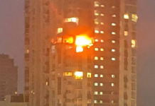 A drone struck the 20th floor of a block of flats in Kyiv: one person has died A fire on the upper floors of a high-rise building during a night-time attack by Russian drones on Kyiv on 21 October 2026.